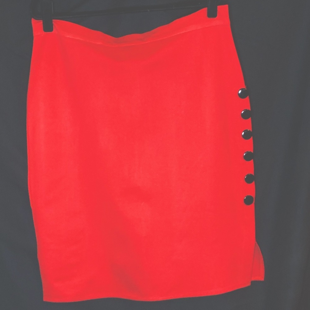 Retro Pin-up Rockabilly Plus Size Skirt, with Side Slit and Buttons, 3X